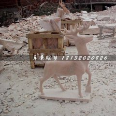 石頭小鹿雕塑，梅花鹿雕塑