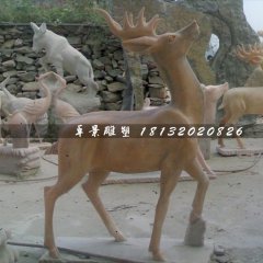 石頭鹿，石雕鹿雕塑，1.2米高石雕鹿