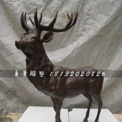 梅花鹿銅雕，紫銅梅花鹿雕塑