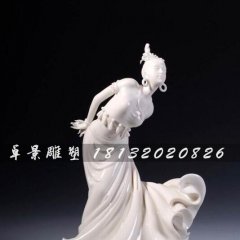 美女跳舞石雕，漢白玉美女雕塑