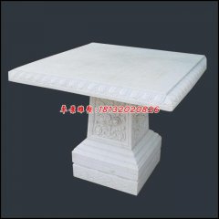 石雕方桌，漢白玉方桌雕塑