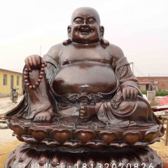 大肚彌勒佛銅雕，紫銅佛像雕塑