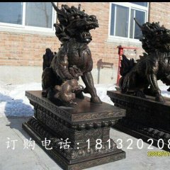 麒麟銅雕，黃銅麒麟雕塑
