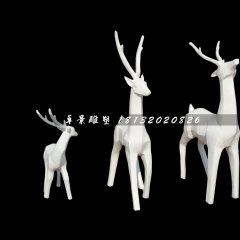 小鹿一家雕塑，玻璃鋼抽象動物雕塑
