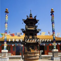 寺廟銅香爐，三足香爐銅雕