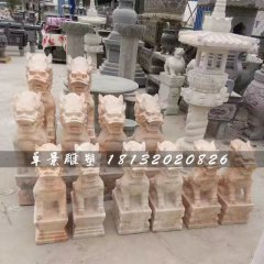 小型麒麟石雕，晚霞紅麒麟雕塑