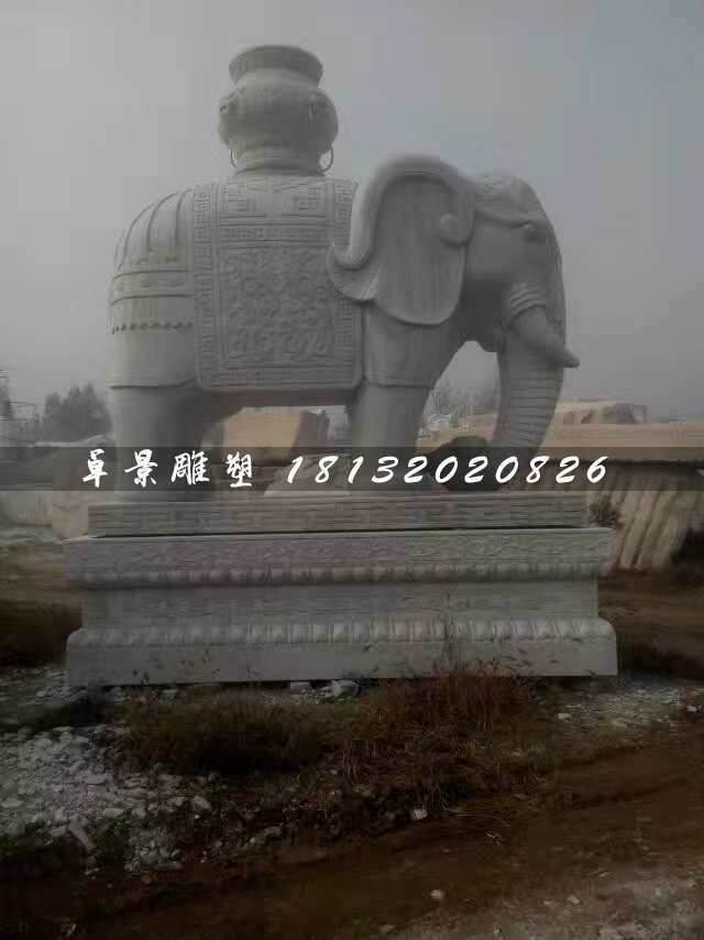漢白玉大象石雕，馱寶大象石雕 (2)