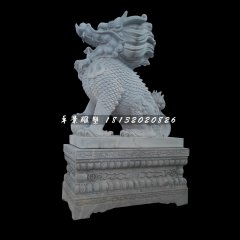 戲球麒麟石雕，青石麒麟雕塑