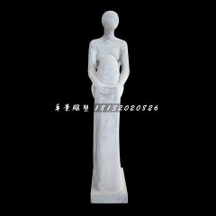 沉思的少女石雕，公園抽象人物石雕