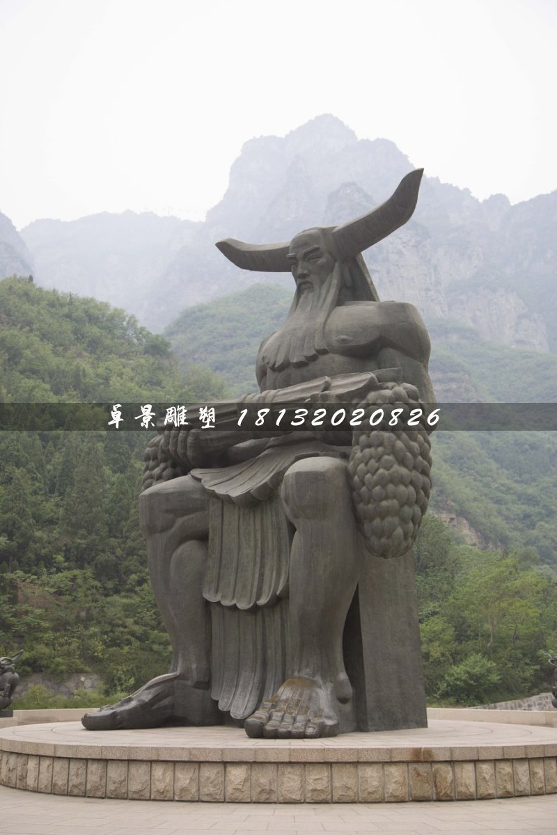 神農(nóng)雕塑，神話人物銅雕