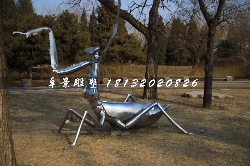 不銹鋼螳螂雕塑，昆蟲雕塑