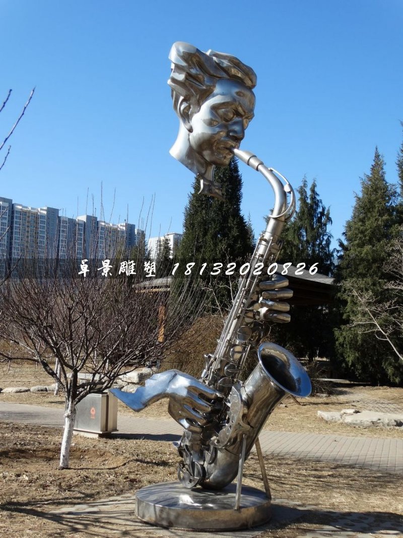 吹薩克斯雕塑，不銹鋼創(chuàng)意雕塑 (3)