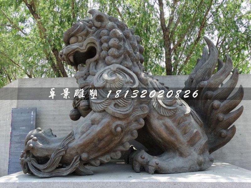 大型銅獅子，戲球獅銅雕 (1)