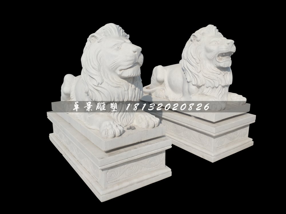 西洋獅石雕，漢白玉獅子雕塑