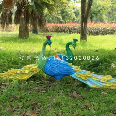 孔雀雕塑，公園仿真孔雀