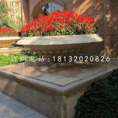 石雕花缽，小區(qū)花盆石雕