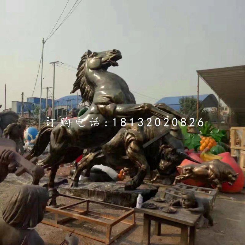 廣場仿銅馬，玻璃鋼馬雕塑 (1)
