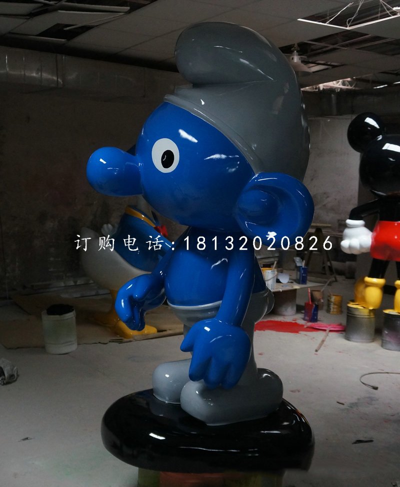 玻璃鋼藍(lán)精靈雕塑，卡通雕塑 (2)
