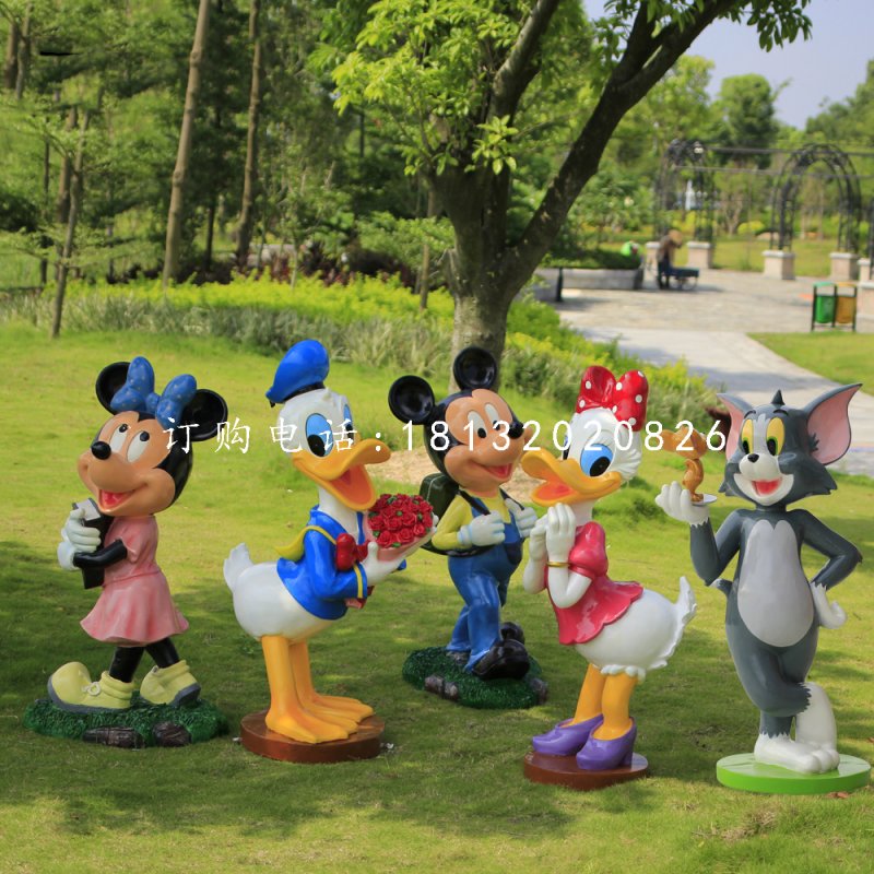 米老鼠唐老鴨雕塑，公園卡通擺件