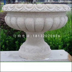 花缽石雕，公園石花盆
