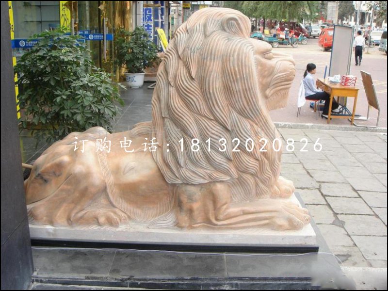 趴著的獅子雕塑，西洋獅石雕