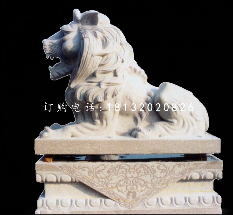 趴著的獅子石雕，歐式獅子雕塑