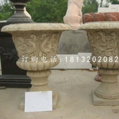 砂巖花盆，歐式花缽雕塑