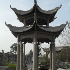 六角涼亭，青石涼亭雕塑