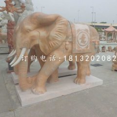 如意象石雕，晚霞紅動(dòng)物雕塑