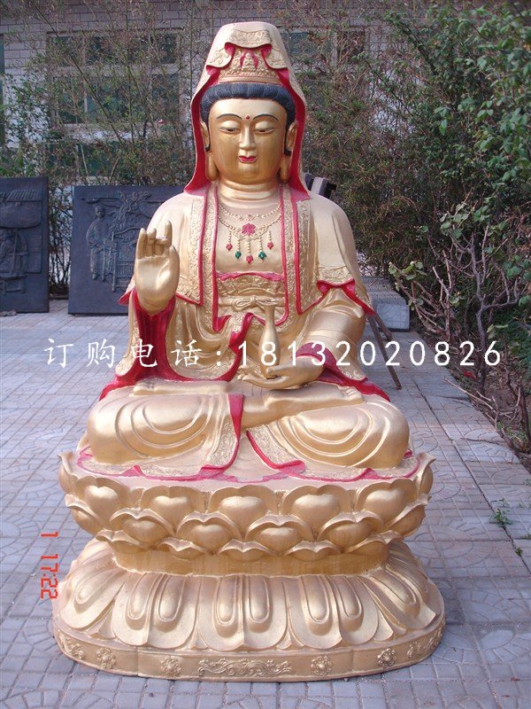 觀音銅雕，彩繪觀世音銅雕