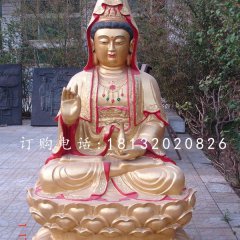 觀音銅雕，彩繪觀世音銅雕