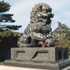 獅子戲球銅雕，北京獅銅雕