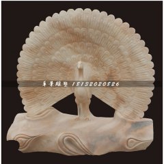 孔雀石雕，孔雀開(kāi)屏石雕